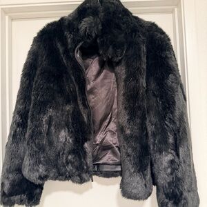 Michael Kors Black Faux Fur Teddy Jacket